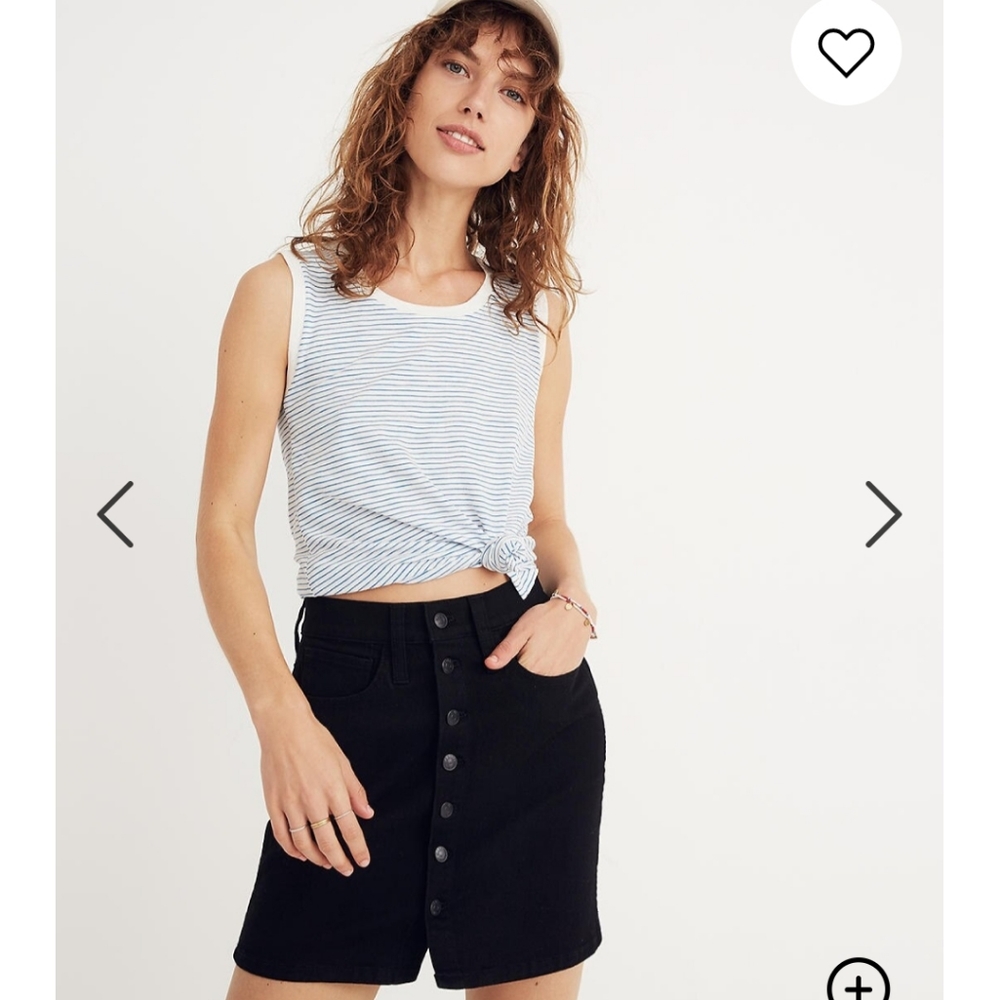 Madewell Black Button-Front Denim Skirt